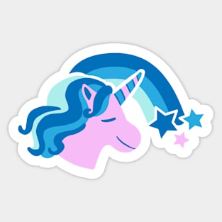 Cute Unicorn with Rainbow (blue/purple) Sticker